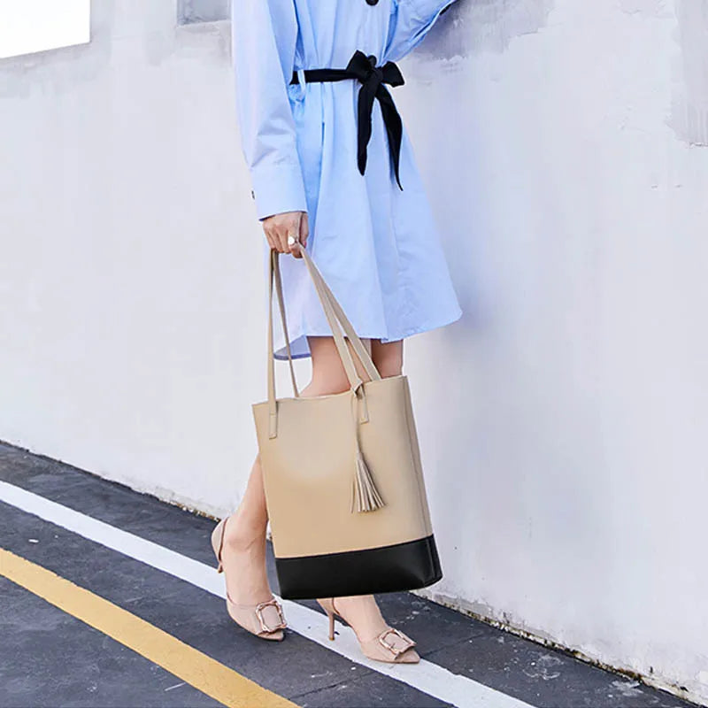 Women's High PU Leather Handbag Shopping Shoulder Bag