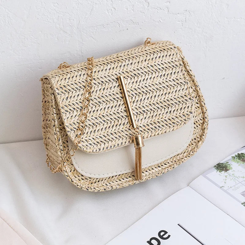 Straw Beach Shoulder Bag Small Messenger Crossbody Bag