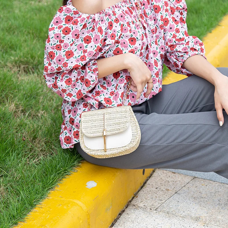 Straw Beach Shoulder Bag Small Messenger Crossbody Bag