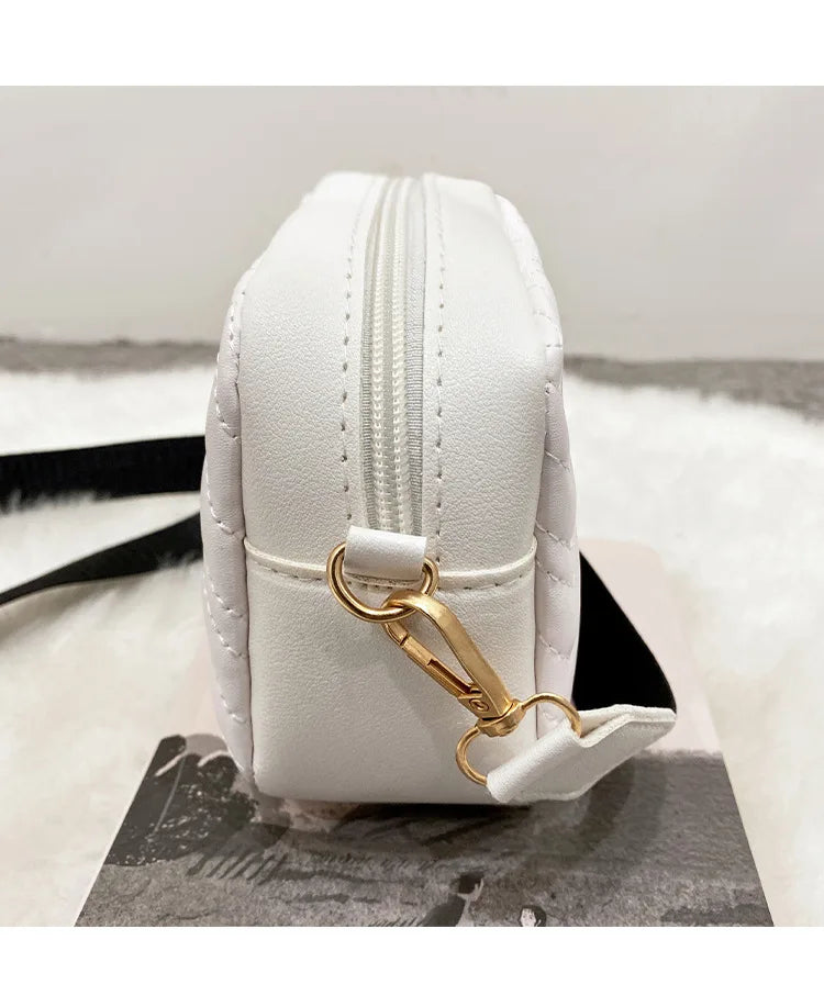 Wave Embroidered Camera Bag Small Square Bag Wide Shoulder Strap