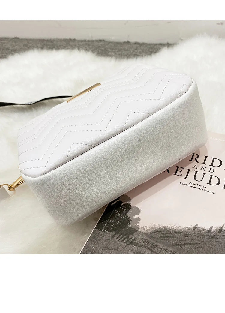 Wave Embroidered Camera Bag Small Square Bag Wide Shoulder Strap