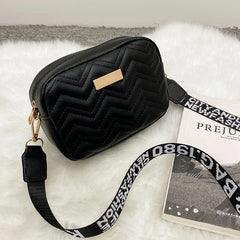Wave Embroidered Camera Bag Small Square Bag Wide Shoulder Strap