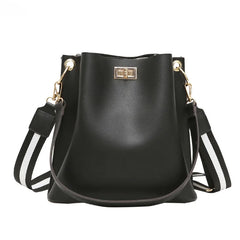 Large Capacity Bucket Bag Lock Shoulder Messenger Purse Women Hand Bag