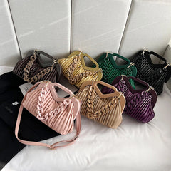 Women's Shoulder Bags Chain Quilted Pleated Handbag Clutch Bags Ladies Bag