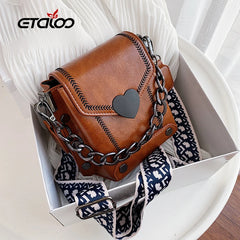 Vintage Sequined Shoulder Bag Women Leather Handbags Ladies HandBag