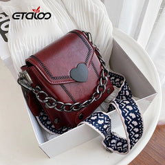 Vintage Sequined Shoulder Bag Women Leather Handbags Ladies HandBag