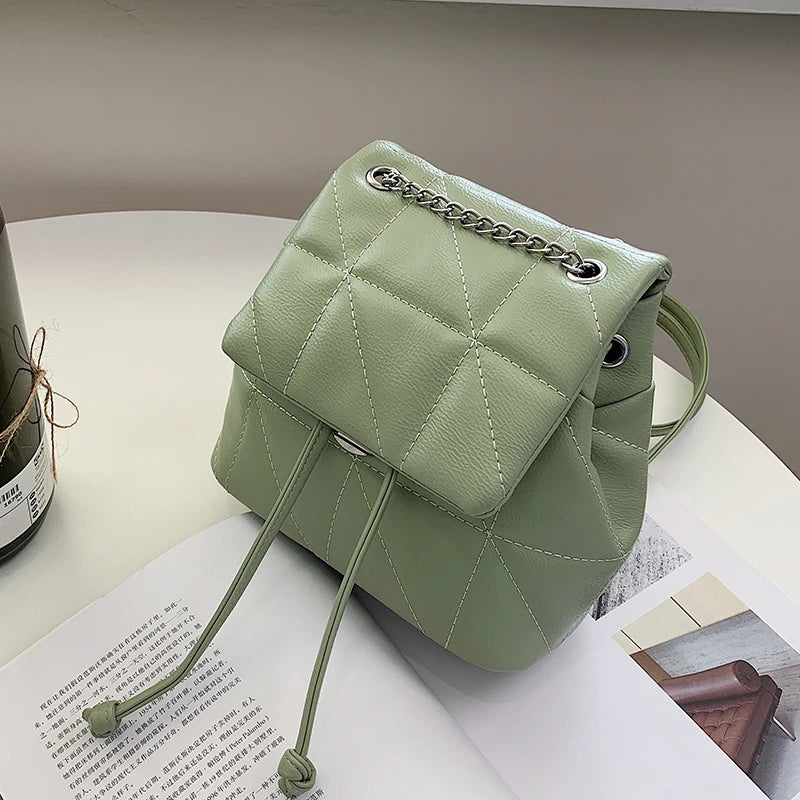 Vintage PU Leather Women Backpack Casual School Bag for Teenage Ladies Travel