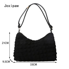 Vintage Pu Leather Women Handbag Solid Large Capacity Shoulder Bag