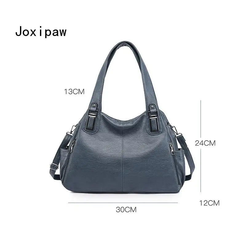 Vintage PU Leather Shoulder Bag Large Capacity Handbag Female Casual Crossbody