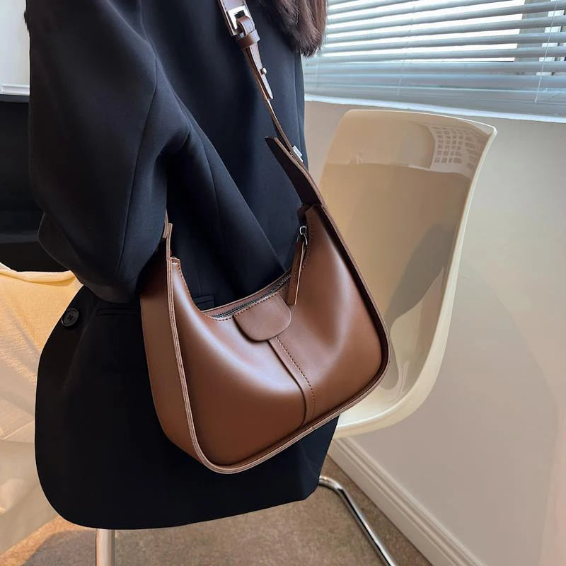 Vintage Shoulder Crossbody Bags for Women PU Leather Ladies Bags Clutch Brown
