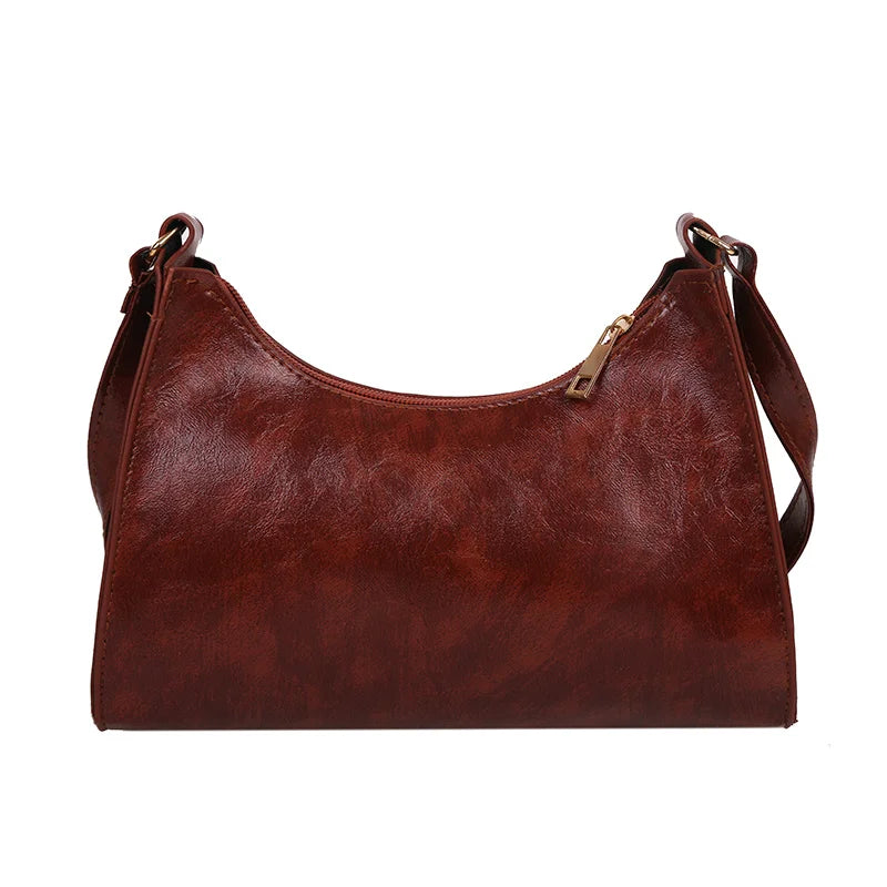 Vintage Shoulder Underarm Bag for Women PU Leather Female Daily Bag