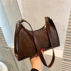 Vintage Shoulder Underarm Bag for Women PU Leather Female Daily Bag