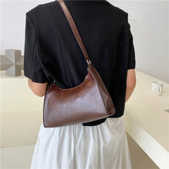 Vintage Shoulder Underarm Bag for Women PU Leather Female Daily Bag