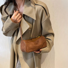 Vintage Women Flock Boston Bags Prom Clutch Suede Shoulder Bags