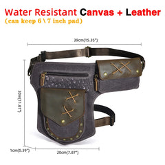 Waterproof Canvas+Leather Small Messenger Bag Fanny Pack 211-8