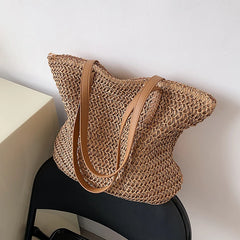 Bohemian Straw Beach Tote Bag Hand-Woven Shoulder Shopper