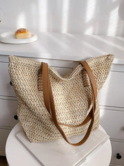 Bohemian Straw Beach Tote Bag Hand-Woven Shoulder Shopper