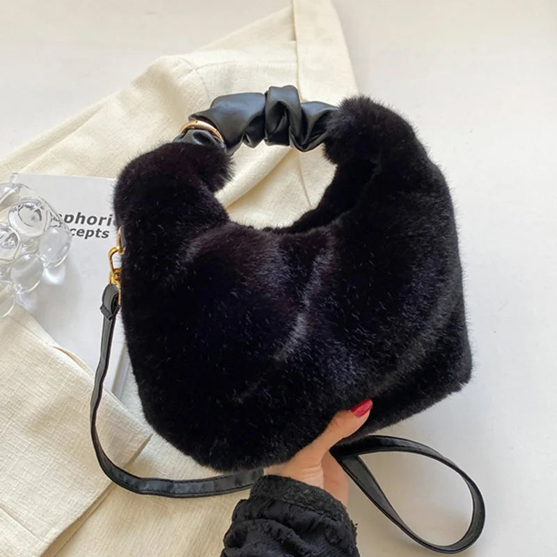 Winter Women Faux Fur Crossbody Bags Lady Handbag Small Tote Evening Clutch
