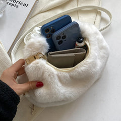 Winter Women Faux Fur Crossbody Bags Lady Handbag Small Tote Evening Clutch