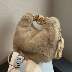 Winter Women Faux Fur Crossbody Bags Lady Handbag Small Tote Evening Clutch