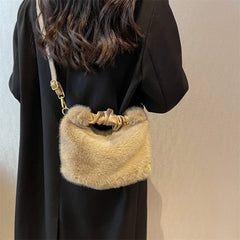 Winter Women Faux Fur Crossbody Bags Lady Handbag Small Tote Evening Clutch