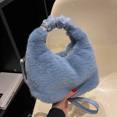 Winter Women Faux Fur Crossbody Bags Lady Handbag Small Tote Evening Clutch
