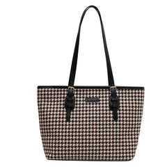 Winter Houndstooth Totes Large Capacity Vintage Handbags