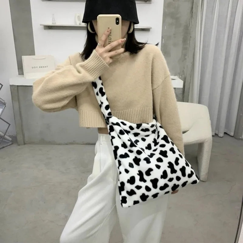Winter Ladies Shoulder Messenger Bags Soft Plush Female Girls Travel Furry Women