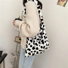 Winter Ladies Shoulder Messenger Bags Soft Plush Female Girls Travel Furry Women