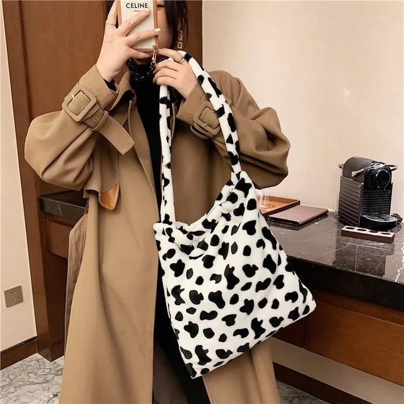 Winter Ladies Shoulder Messenger Bags Soft Plush Female Girls Travel Furry Women