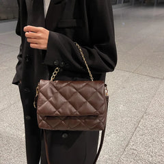 Winter Lozenge Shoulder Bag Women Chains Crossbody Bag