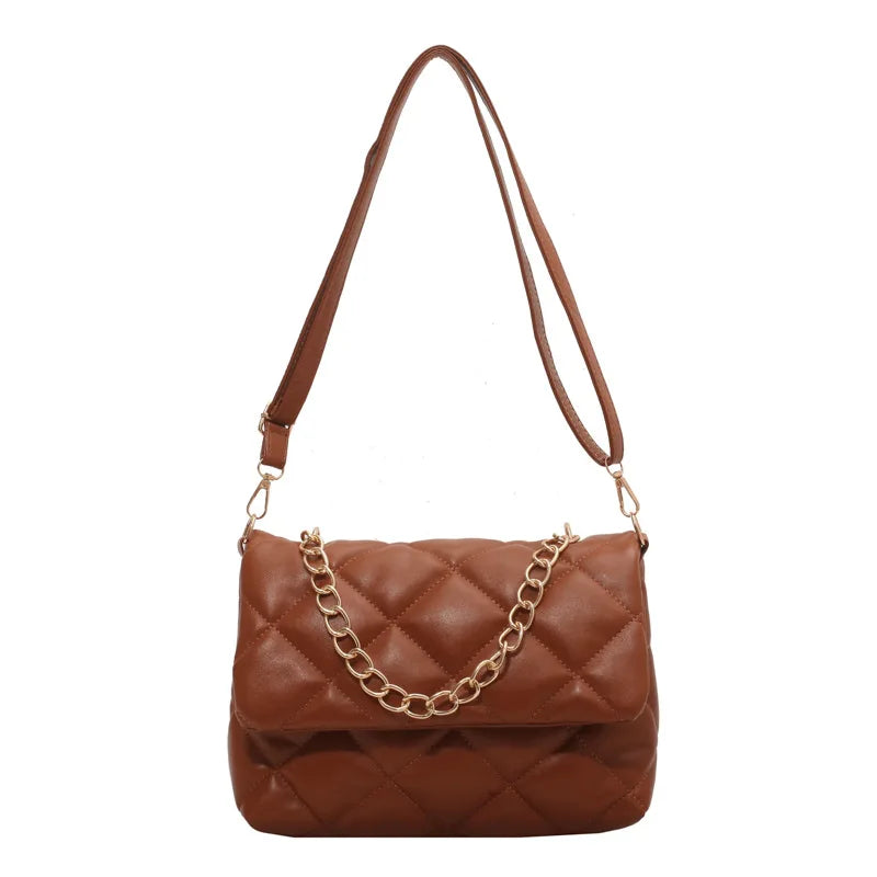 Winter Lozenge Shoulder Bag Women Chains Crossbody Bag
