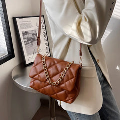 Winter Lozenge Shoulder Bag Women Chains Crossbody Bag
