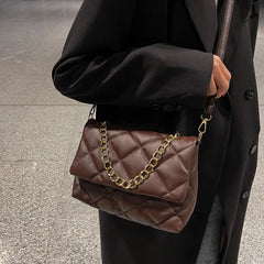 Winter Lozenge Shoulder Bag Women Chains Crossbody Bag