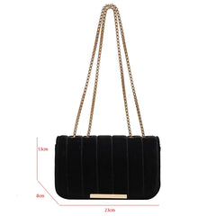 Winter Shoulder Bag Golden Velvet Handbags Small Satchel Bag