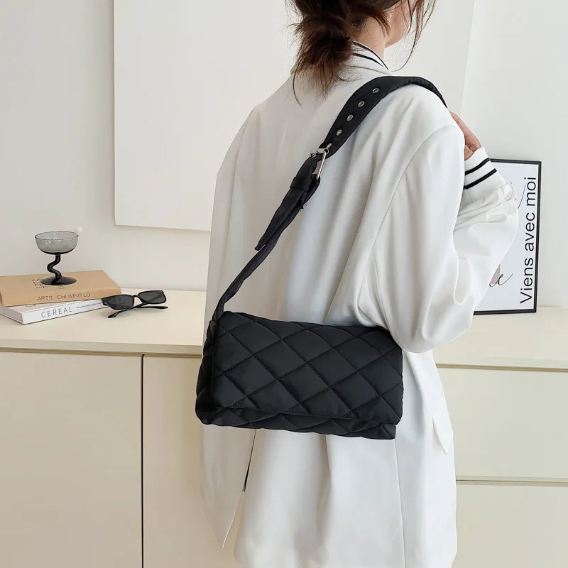 Winter Soft Women Shoulder Bag Plaid Crossbody Handbag