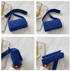 Winter Soft Women Shoulder Bag Plaid Crossbody Handbag