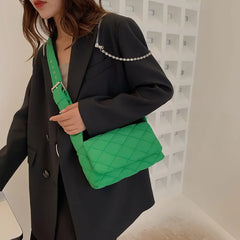Winter Soft Women Shoulder Bag Plaid Crossbody Handbag