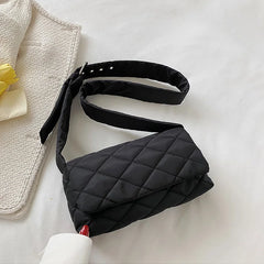 Winter Soft Women Shoulder Bag Plaid Crossbody Handbag