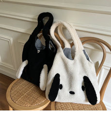 Winter Plush Bag Women Dog Ears Shoulder Bag Large-capacity Handbag