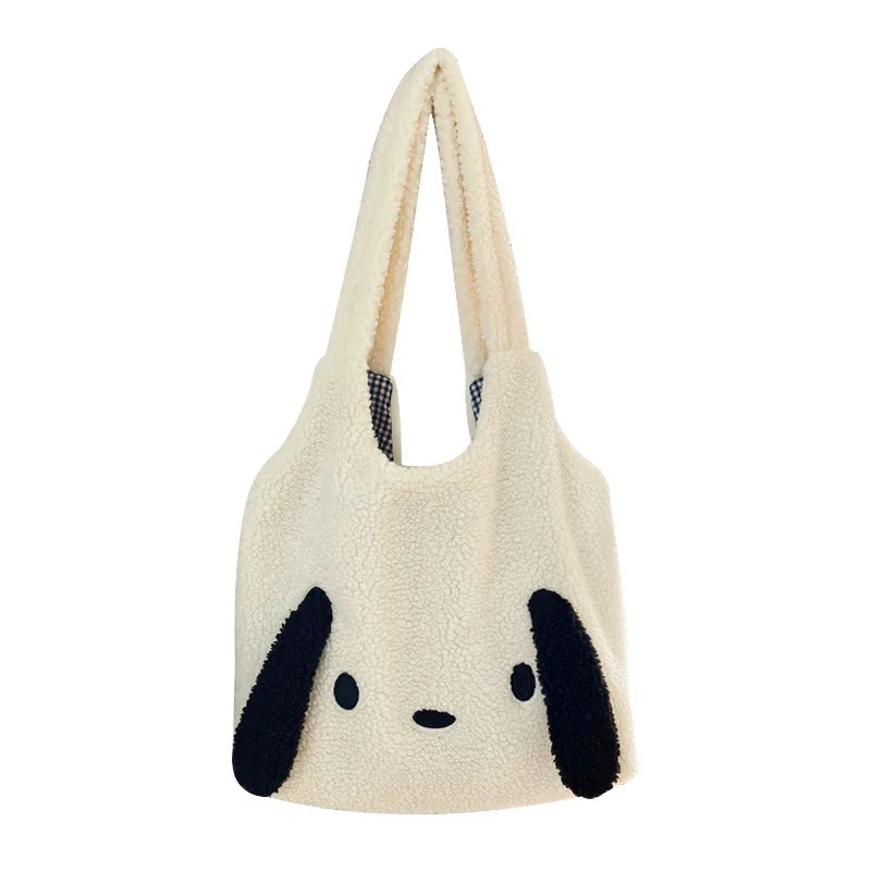 Winter Plush Bag Women Dog Ears Shoulder Bag Large-capacity Handbag