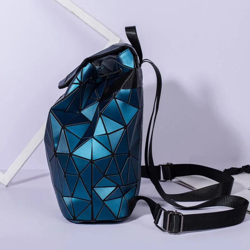 Geometric Patchwork Folding Backpack School Ladies Backpack For Teenage Girl