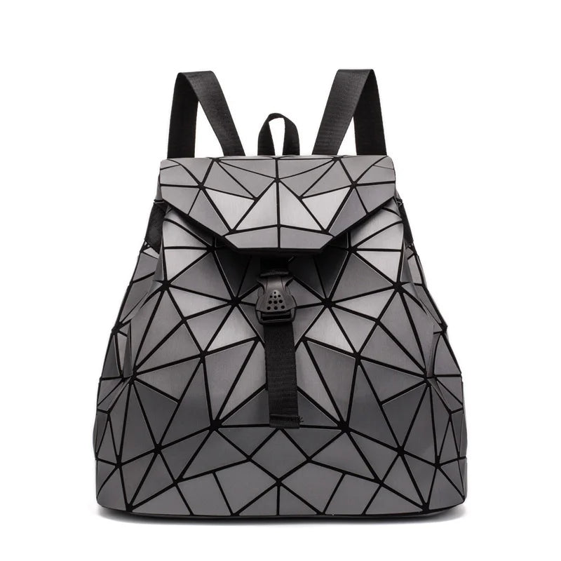Geometric Patchwork Folding Backpack School Ladies Backpack For Teenage Girl