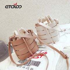 Women Vintage Shoulder Bag High Quality Leather Totes Handbags Bucket Bag