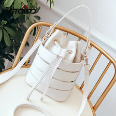 Women Vintage Shoulder Bag High Quality Leather Totes Handbags Bucket Bag