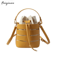 Women Vintage Shoulder Bag High Quality Leather Totes Handbags Bucket Bag