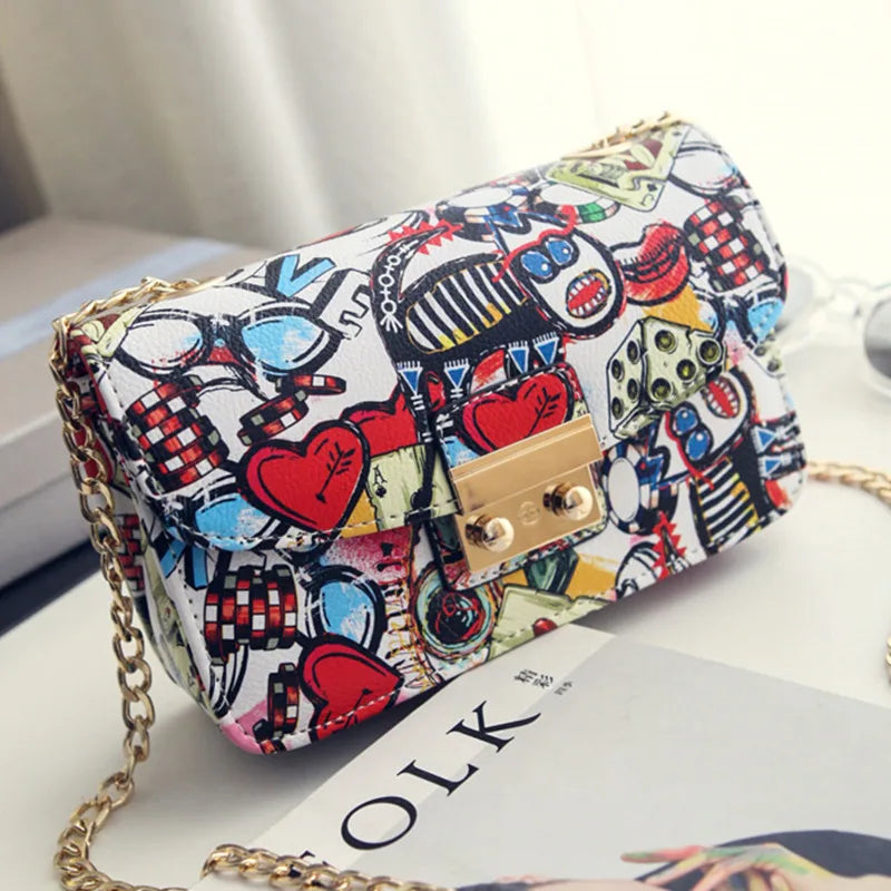 Graffiti Ladies Handbags Mini Bag Women Messenger Bags Clutch