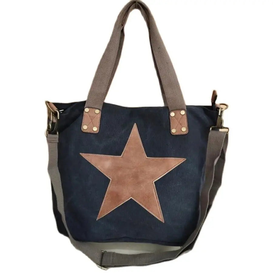 Women Canvas Printed Leather Handbags Casual Shoulder Cross Body Bags