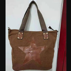 Women Canvas Printed Leather Handbags Casual Shoulder Cross Body Bags