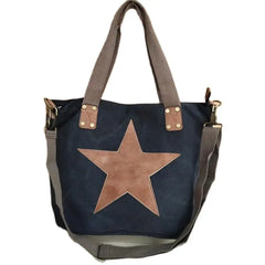 Women Canvas Printed Leather Handbags Casual Shoulder Cross Body Bags